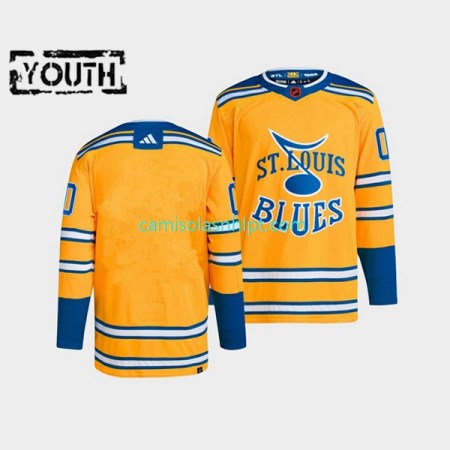 Camiseta St. Louis Blues Blank Adidas 2022-2023 Reverse Retro Amarelo Authentic - Criança